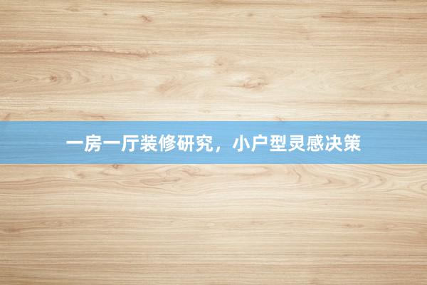 一房一厅装修研究，小户型灵感决策